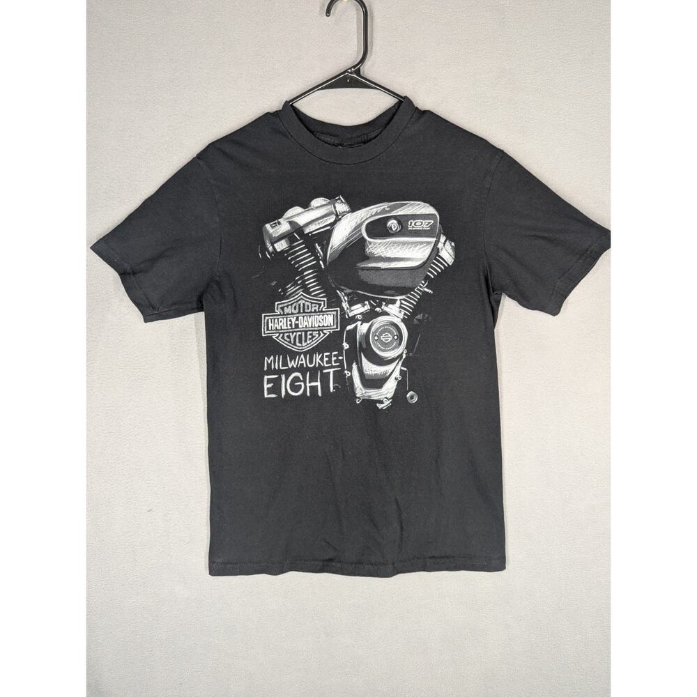 Harley Davidson Milwaukee Eight T-shirt Men’s Size Small Black Roma Italy